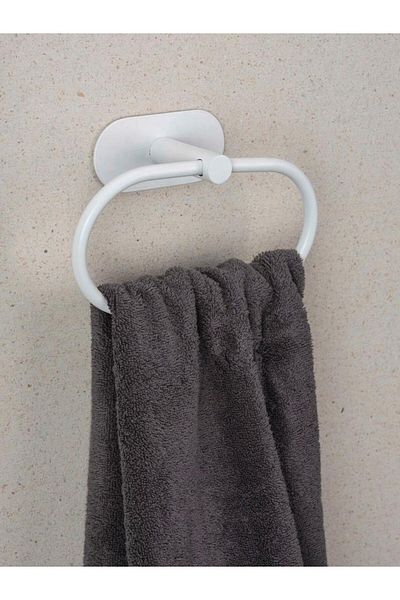 Saban Towel Rack – Matte White, Adhesive System, Stainless Steel, 20.5 cm