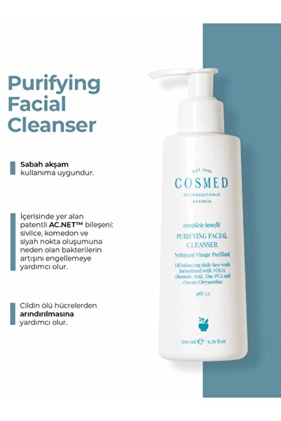 COSMED Complete Benefit Purifying Facial Cleanser/yağlı Ve Akne Eğilimli Ciltler Için Jel 400 ml