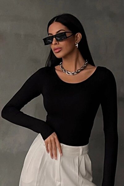 Ladima Дамска черна блуза с яка на принцеса