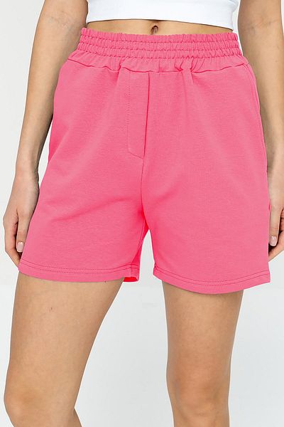 bilcee Pantaloni scurți sport pentru femei Quicktime, roz, din bumbac, cu talie înaltă, cu buzunare, cu talie elastică 7006