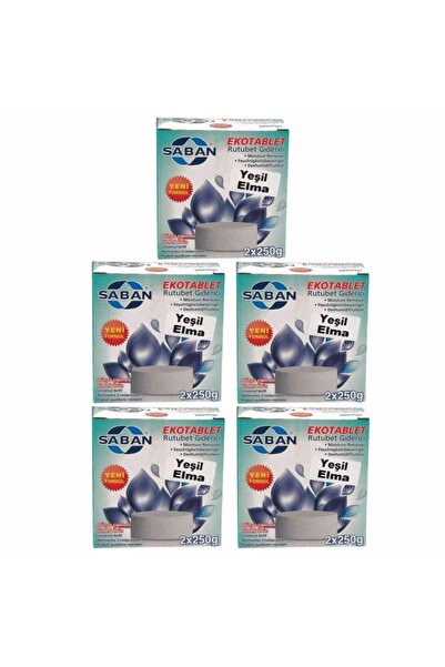 Saban 5 Adet 2x250 gr Nem Alıcı Rutubet Giderici Yedek Tablet Yeşil Elma