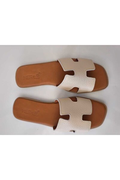 Herayakkabi Women's Leather Slippers Non-Slip Sole Soft Wearable