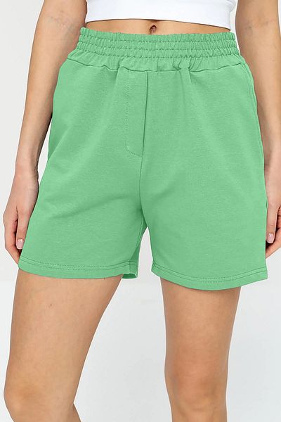 bilcee Pantaloni scurți sport pentru femei din bumbac cu talie înaltă - cu buzunare și elastic, Water 7006