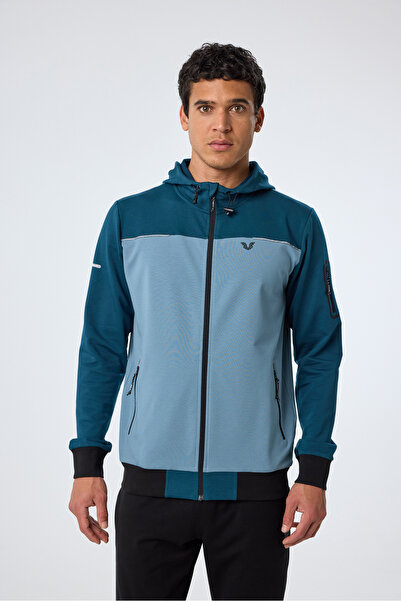 bilcee Erkek Mavi Kapüşonlu Lastik Paça Eşofman Takım 0785