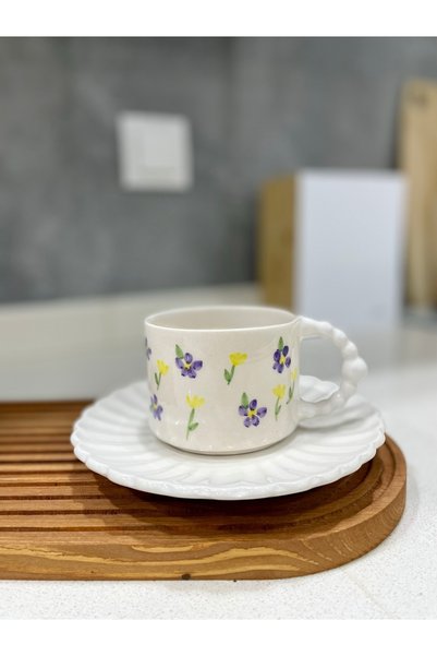 TERRACO Handmade Ceramic Plate , Coaster 17 cm Relief