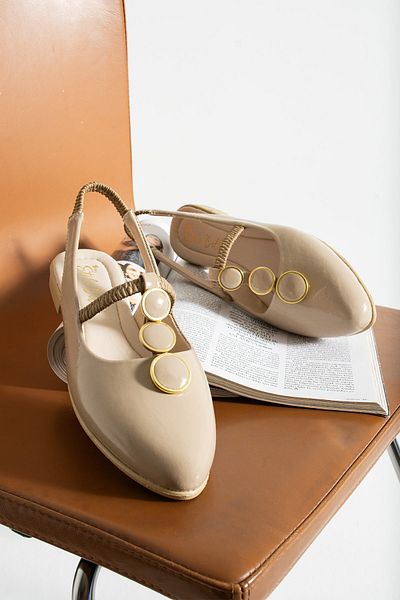 Slipcat Closed Front Stone Open Back Flat Sole Ballerina Sandals