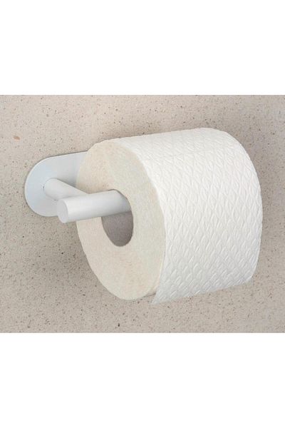 Saban Orea Toilet Paper Holder – Matte White, Stainless Steel, Adhesive Mount, Wall Mounted, 16