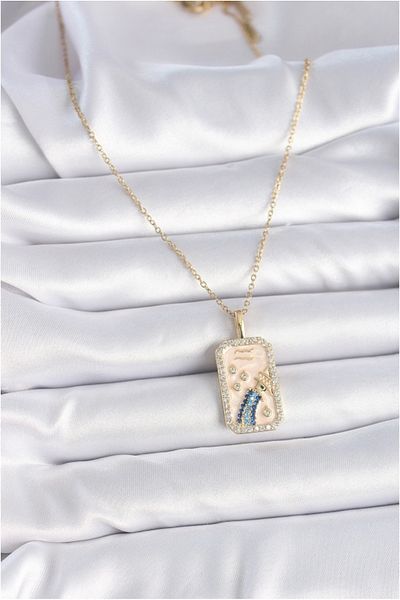 Skygo Gold Colored 316L Steel Zircon Stone Women's Necklace - Tj-Bko9458