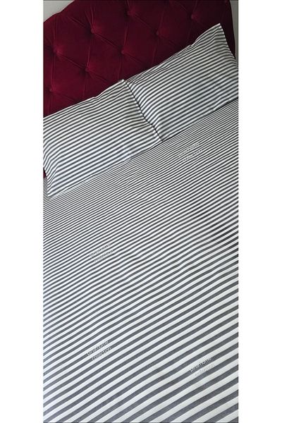 pınarhome collectıon Line Woven Fabric - Fitted Sheet and Pillowcase with Cover (Earthquake Sectional)