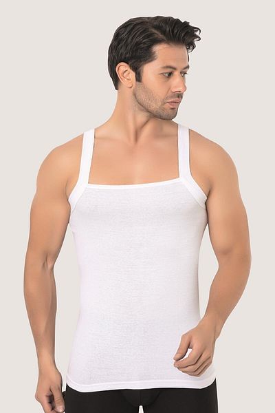 Arma Yıldız Men's Wide Bias Tank Top 100% Cotton Ribbed White 3 Pack