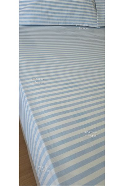 pınarhome collectıon Line Woven Fabric - Fitted Sheet and Pillowcase with Cover (Earthquake Sectional)