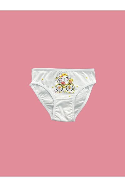 Erdenay Tekstil Baskılı Beyaz Kız Çocuk Külot 6'lı