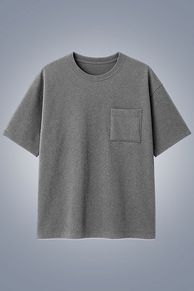 bilcee Men's Gray Melange Oversize Pocket T-Shirt 4582