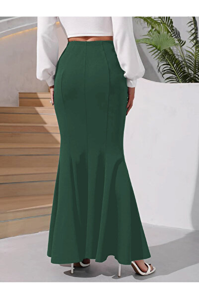 WAYS Fusta de scafandru verde smarald pentru femei Fusta lungime maxi
