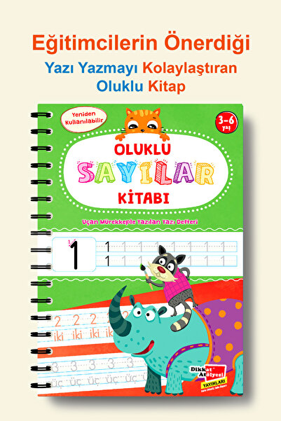 Dikkat Atölyesi Yayınları Sayıları Yazmayı Kolayca Öğreten Kitap | Sihirli Uçan Kalemli Oluklu (kabartmalı) Sayılar Kitabı