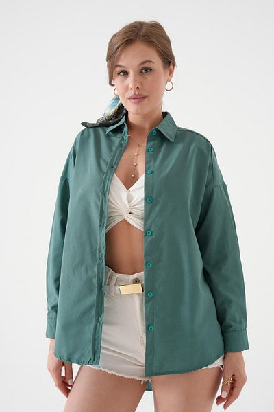QAWWA Γυναικεία Trend & Oversize Casual & Βαμβακερά πουκάμισα