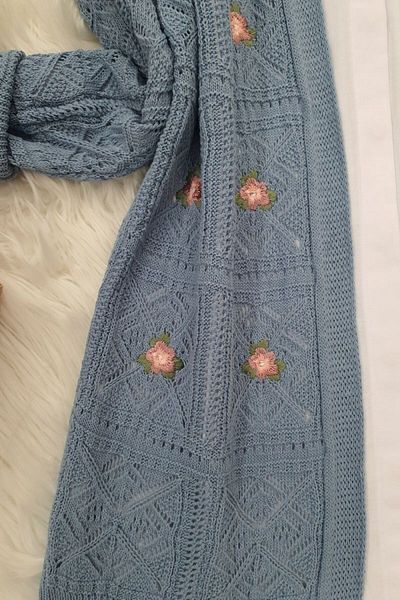 Modamorfo Openwork Embroidered Cardigan -Blue