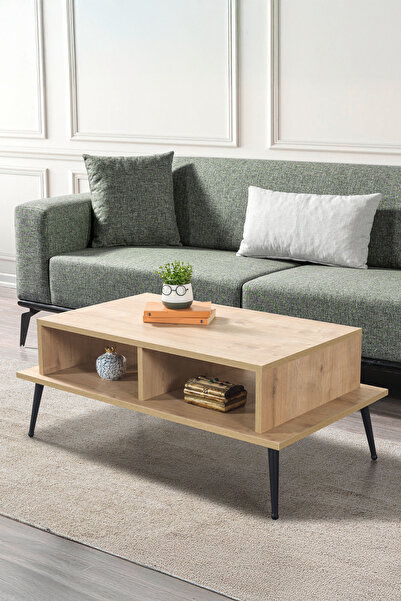 Evmo Home 2008 Şile Metal Ayaklı Orta Sehpa , Salon Sehpası Safir