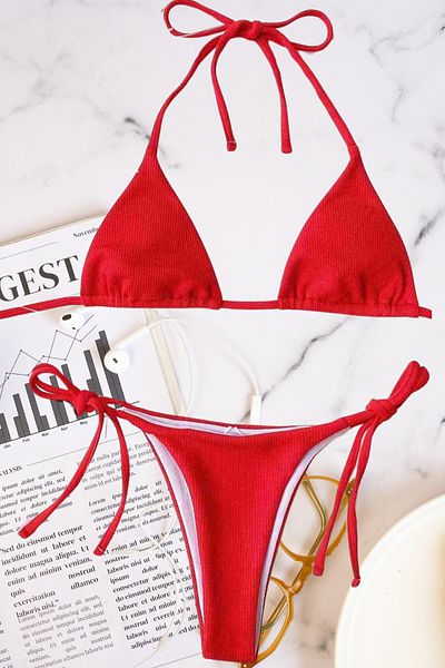 Anastasia Underwear Side Tie Triangle Cut Swimsuit Bikini Suit