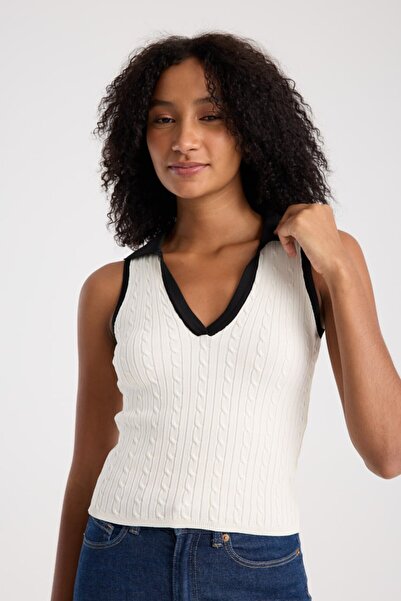 İLKCET MODA Γυναικεία πλεκτά με λαιμόκοψη V