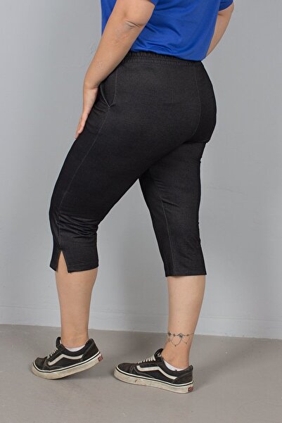 Truva XXL All Day with You! Large Size Denim Look Combed Cotton Capri