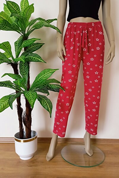 VİP BERA TEKSTİL Kadın Milan Kumaş Yıldız Desenli Rahat Kesim Yumuşak Esnek Pijama Altı