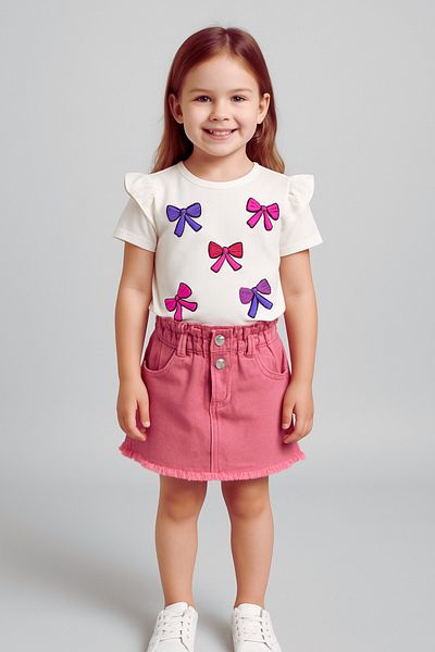 META MODA Children's Skirt T-Shirt Set - Girls' Summer Trend