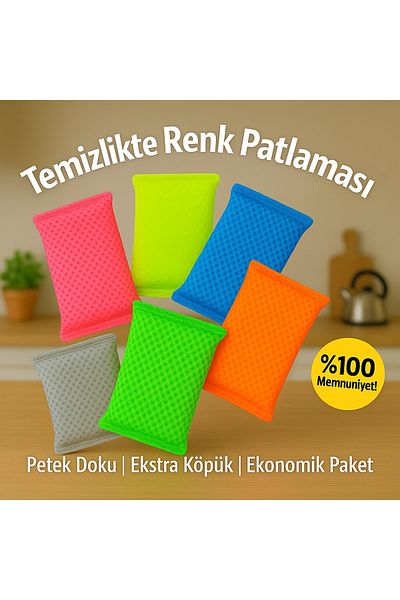 fafatara 6-Piece Colorful Honeycomb Textured Magic Sponge - Oil and Dirt Remover Dishwashing Sponge