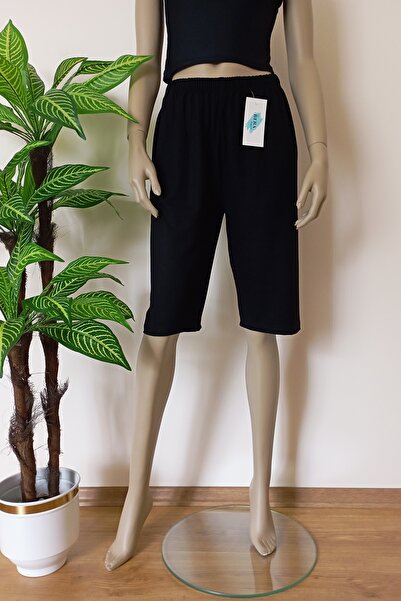 VİP BERA TEKSTİL Düz Renk Siyah Yumuşacık Likralı Penye Kapri