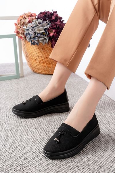 Slipcat Women's Mother Orthopedic Anti-Sweat Tasseled Non-Slip Shoes Ballerinas