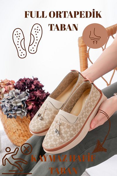Slipcat Women's Mother Orthopedic Anti-Sweat Tasseled Non-Slip Shoes Ballerinas