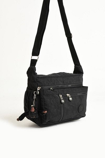 DUOMİNO Geantă de umăr Crinkle Clinker neagră - Poștaș / Crossbody / Multi-buzunare
