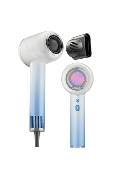 BREZIUM Uscător de păr profesional ionic, 1800W, 110.000 RPM, 200 de milioane de ioni negativi, albastru