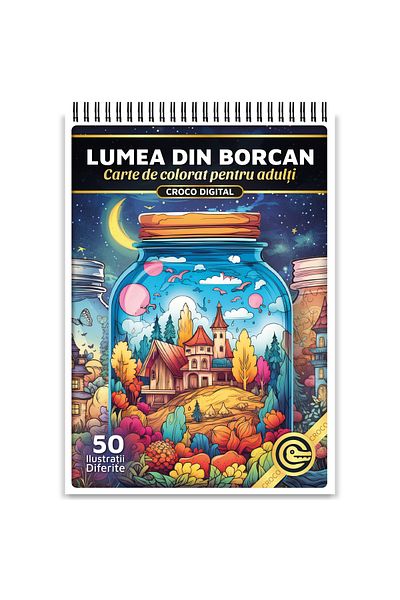 OEM Coloring Book for Adults, The World in a Jar, 50 Antistress Illustrations for Relaxation
