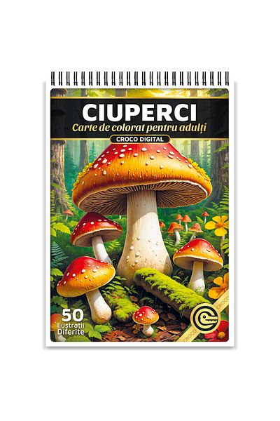 OEM Adult Coloring Book, Mushrooms, 50 Antistress Illustrations for Relaxation