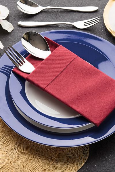 NapkinStore 50 Pieces Airlaid (Burgundy) Fabric Textured Pocket Napkins 40*40 1/8 Fold
