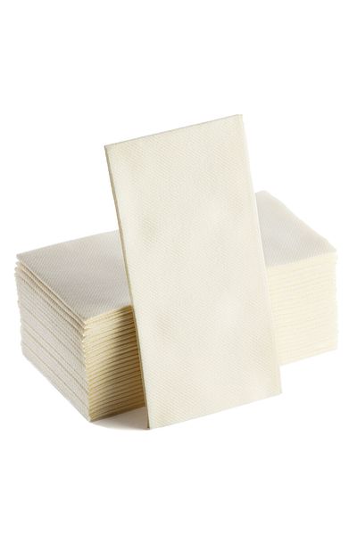 NapkinStore 50 Pieces Airlaid (White) Fabric Textured Napkin 40*40 1/4 Fold