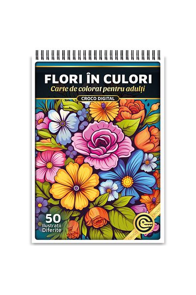 OEM Coloring Book for Adults, Flowers in Colors, 50 Antistress Illustrations for Relaxation
