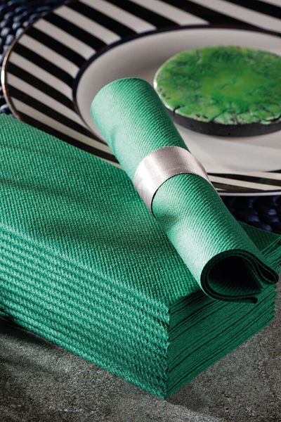 NapkinStore 50 Pieces Airlaid (Green) Fabric Textured Napkin 40*40 1/4 Fold