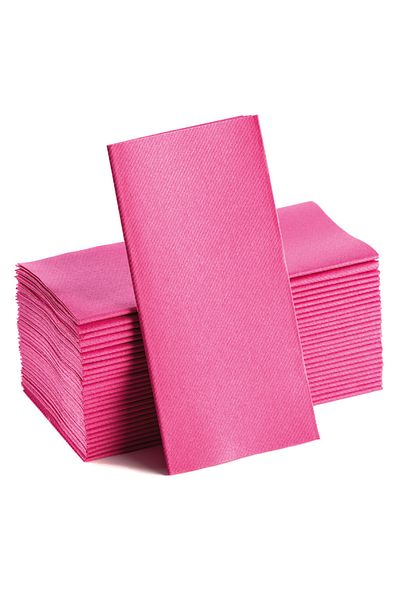 NapkinStore 50 Pieces Airlaid (Fuchsia) Fabric Textured Napkin 40*40 1/4 Fold