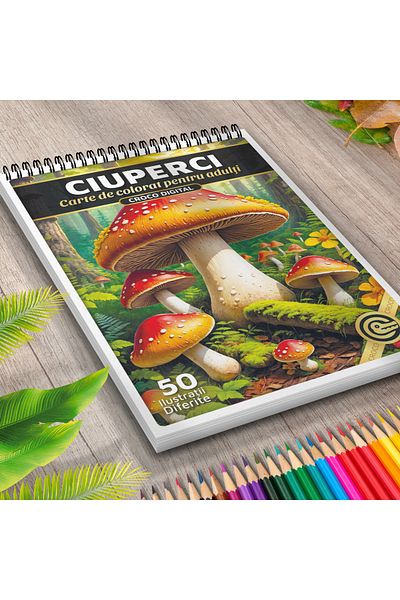 OEM Adult Coloring Book, Mushrooms, 50 Antistress Illustrations for Relaxation