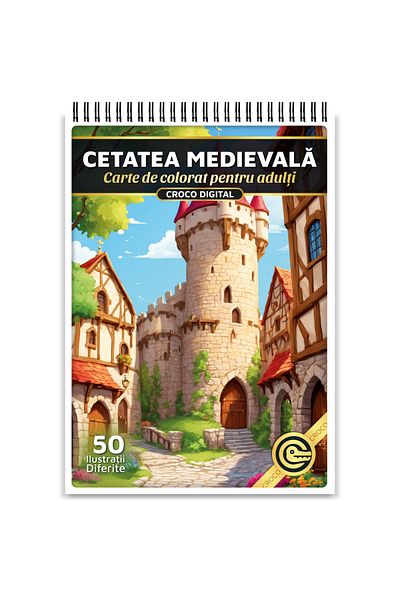 OEM Coloring Book for Adults, Medieval Fortress, 50 Antistress Illustrations for Relaxation