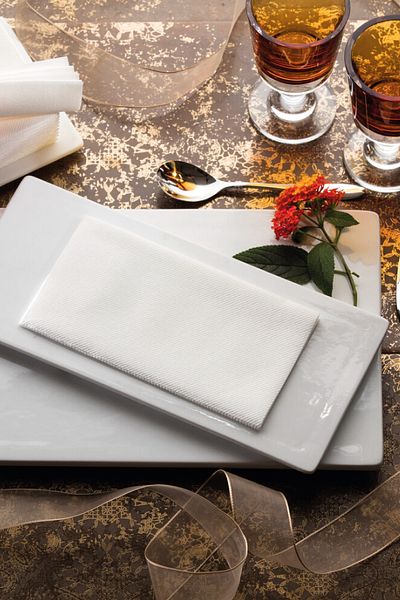 NapkinStore 50 Pieces Airlaid (White) Fabric Textured Napkin 40*40 1/4 Fold