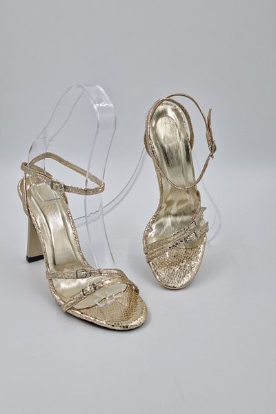 Odie Collection Women's Stylish Night Fish Scale Patterned Ankle Strap Heeled Shoes