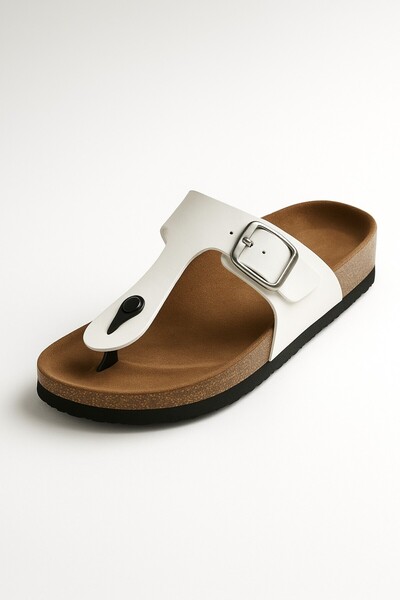 Erbilden Women's Flip Flops White Nubuck Women's White Flip Flops