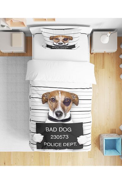Erays Home Set de husă de pilota unică cu imprimeu 3D Bad Dog Bad Dog