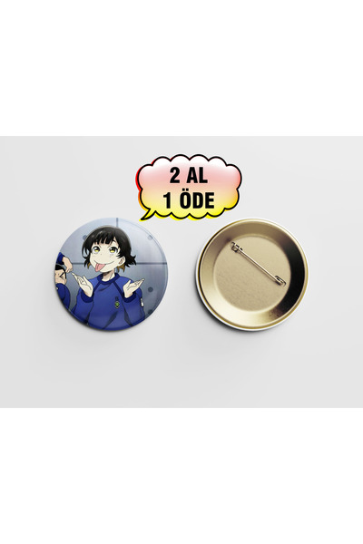 Akumastik Blue Lock Meguru Bachira Sevimli 1 adet 44mm Arkası İğneli Buton Rozet