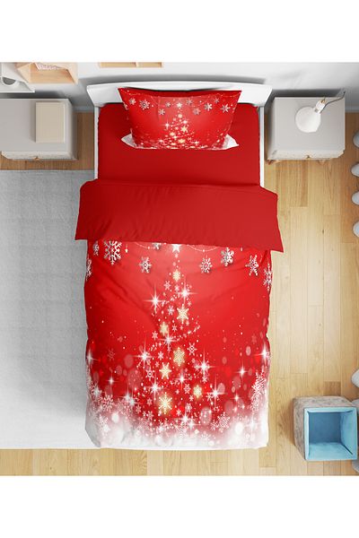 Erays Home New Year Christmas 3D Digital Printed Single (Without Sheets) Duvet Cover Set