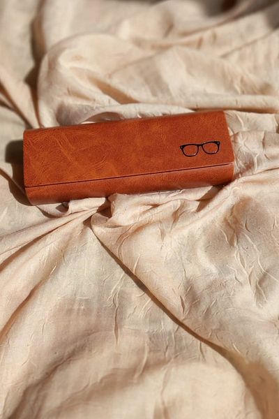 Singularis Hard Glasses Case - Faux Leather Texture with Protective Cover, Handmade Glasses Storage Case
