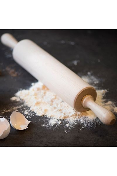 zeller Wooden rolling pin, rotating handles, 47 x 6 cm